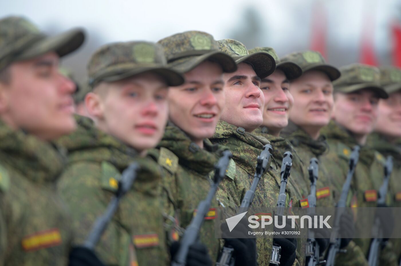 Joint Victory Day drills of combined parade unit, mechanized column and lineup of aircraft