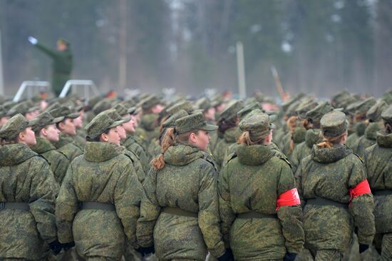 Joint Victory Day drills of combined parade unit, mechanized column and lineup of aircraft