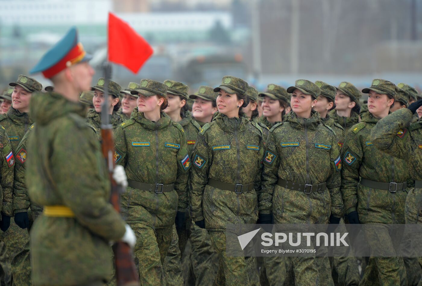 Joint Victory Day drills of combined parade unit, mechanized column and lineup of aircraft