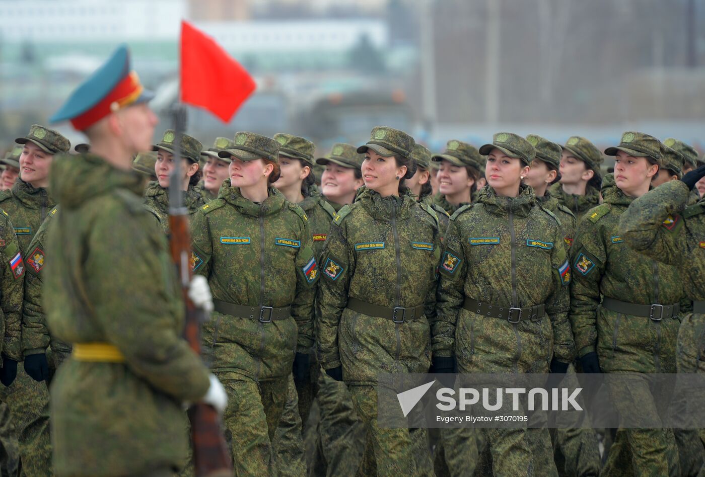 Joint Victory Day drills of combined parade unit, mechanized column and lineup of aircraft