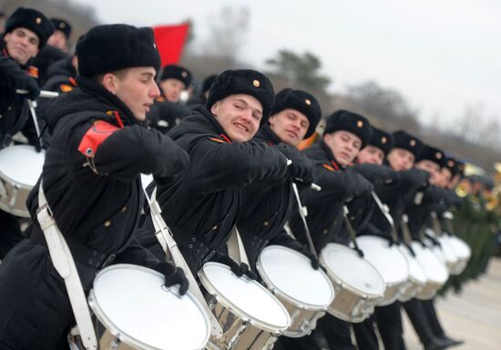 Joint Victory Day drills of combined parade unit, mechanized column and lineup of aircraft