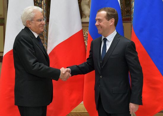 Russian Prime Minister Dmitry Medvedev meets with Italian President Sergio Mattarella