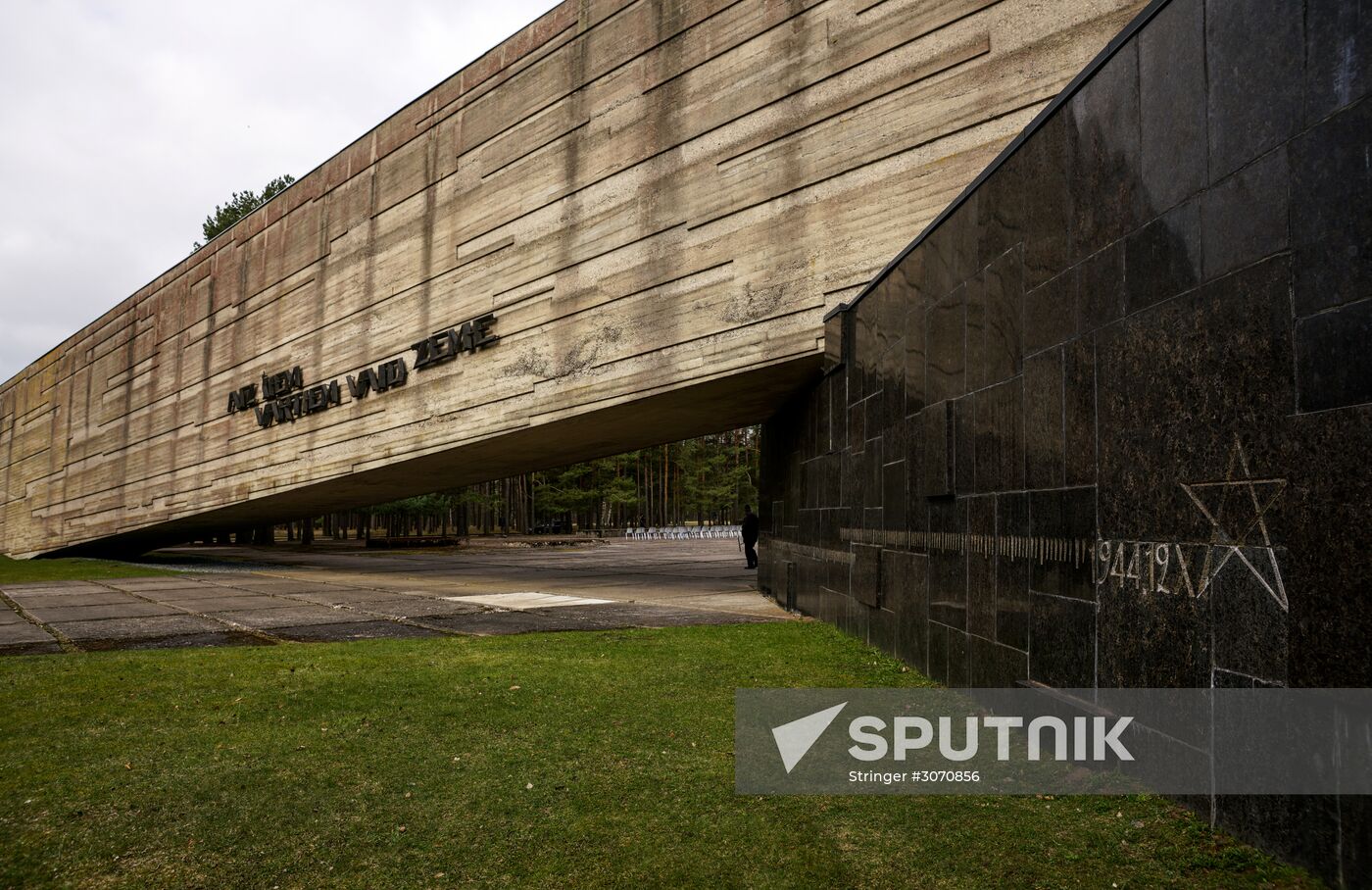 Memorial event at Salaspils Concentration Camp Memorial in Latvia
