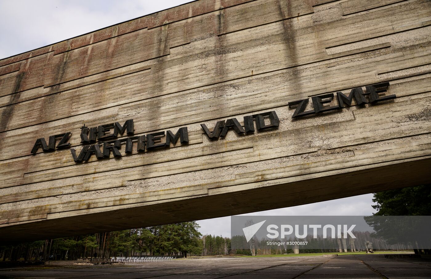 Memorial event at Salaspils Concentration Camp Memorial in Latvia