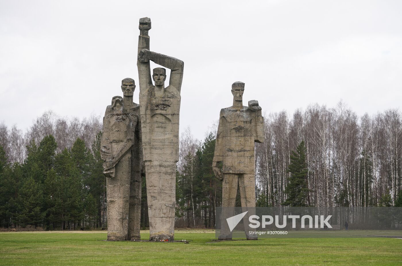 Memorial event at Salaspils Concentration Camp Memorial in Latvia