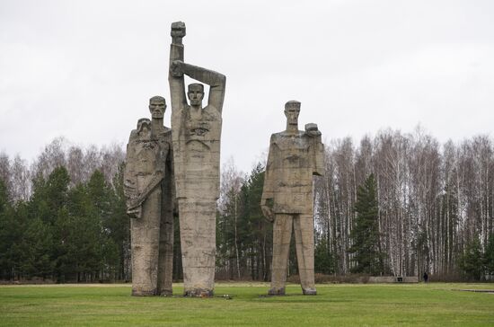 Memorial event at Salaspils Concentration Camp Memorial in Latvia