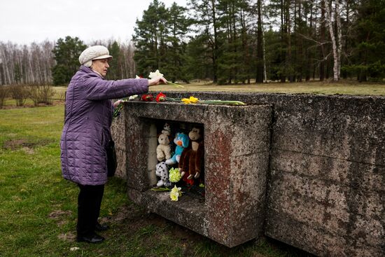 Memorial event at Salaspils Concentration Camp Memorial in Latvia