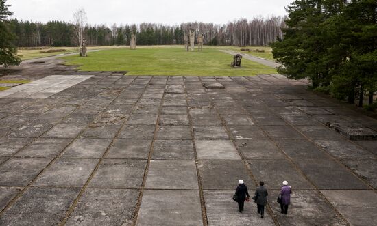 Memorial event at Salaspils Concentration Camp Memorial in Latvia