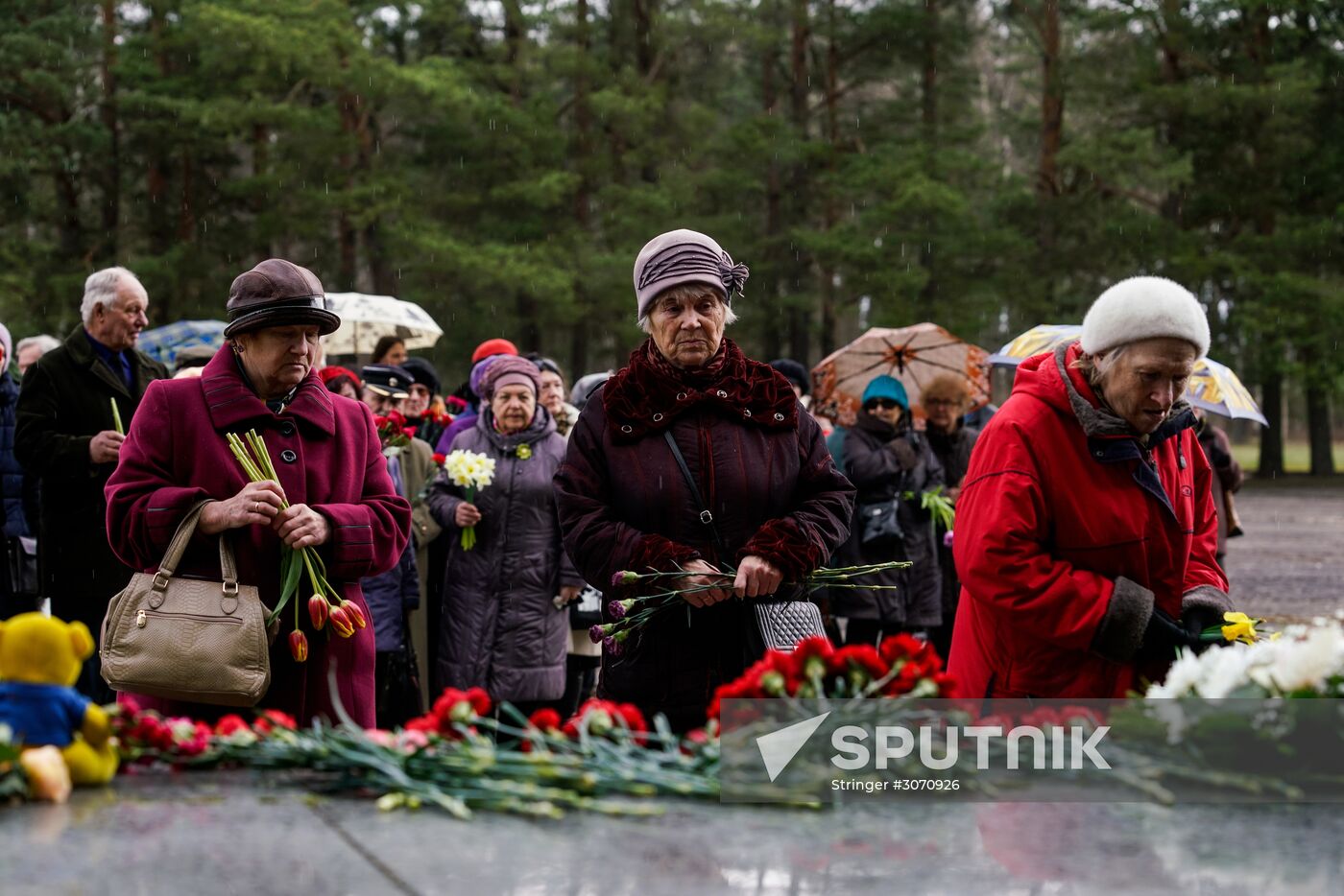 Memorial event at Salaspils Concentration Camp Memorial in Latvia