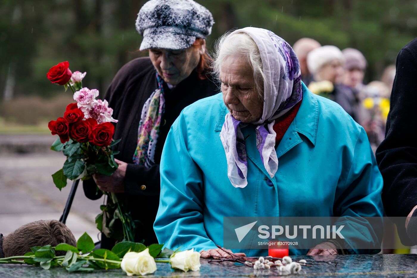 Memorial event at Salaspils Concentration Camp Memorial in Latvia