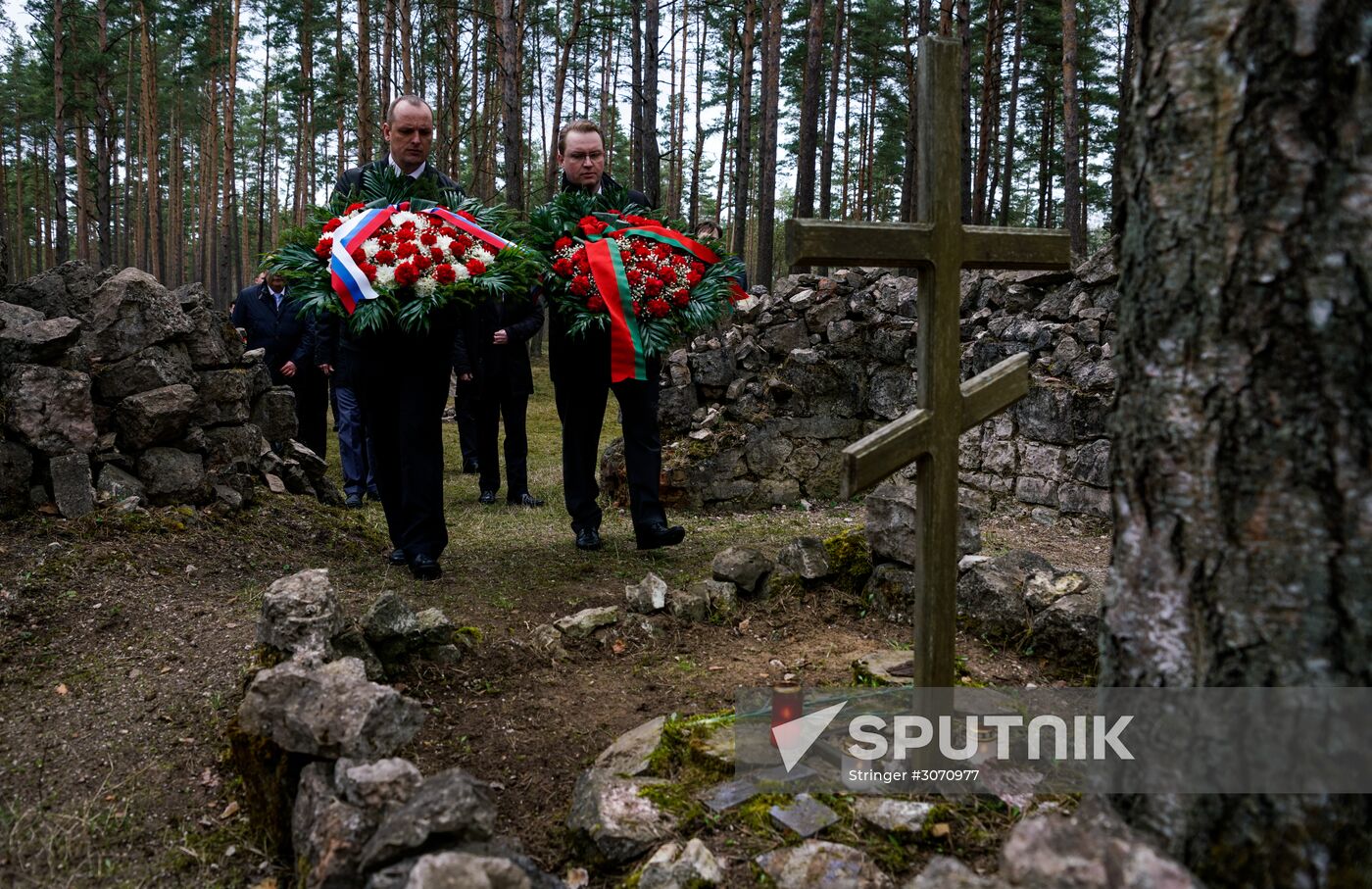 Memorial event at Salaspils Concentration Camp Memorial in Latvia