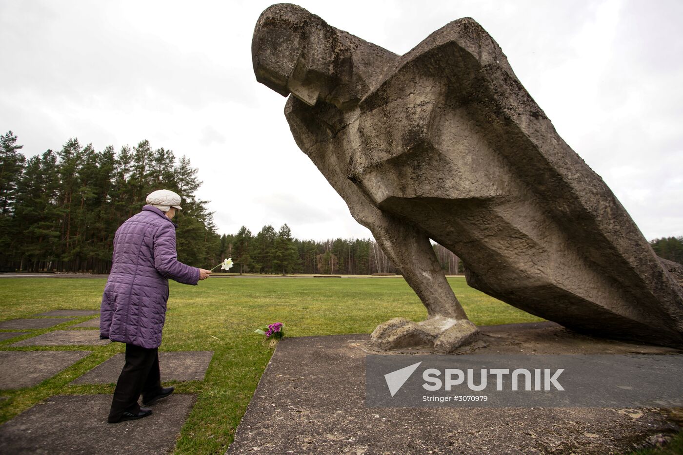 Memorial event at Salaspils Concentration Camp Memorial in Latvia