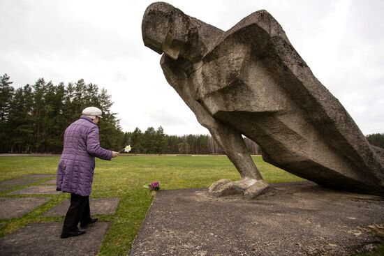 Memorial event at Salaspils Concentration Camp Memorial in Latvia