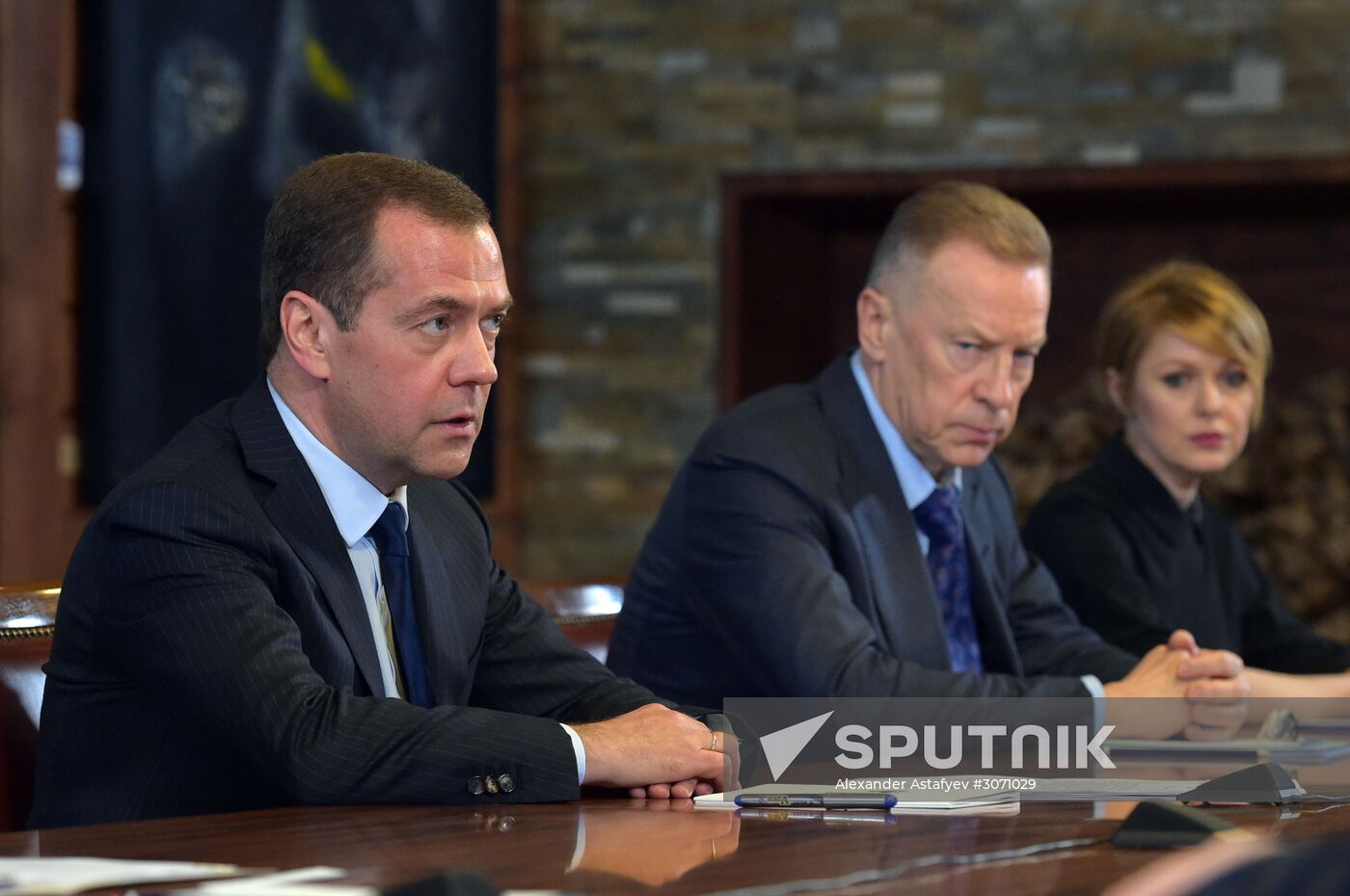 Russian Prime Minister Dmitry Medvedev meets with United Russia party leadership