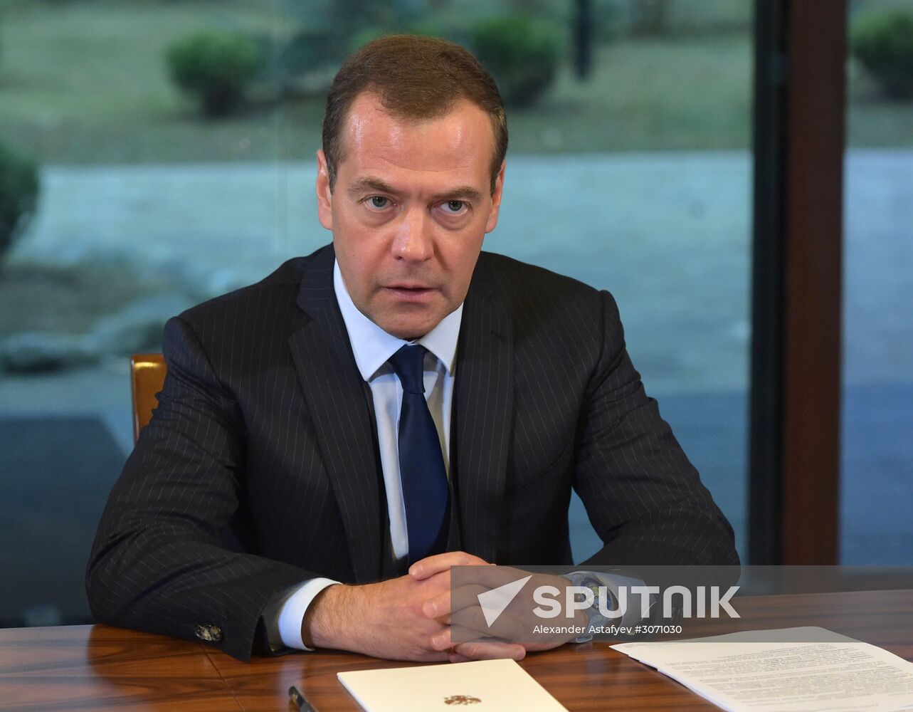 Russian Prime Minister Dmitry Medvedev meets with United Russia party leadership