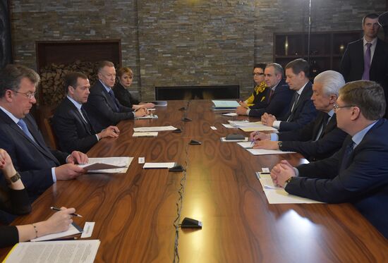 Russian Prime Minister Dmitry Medvedev meets with United Russia party leadership