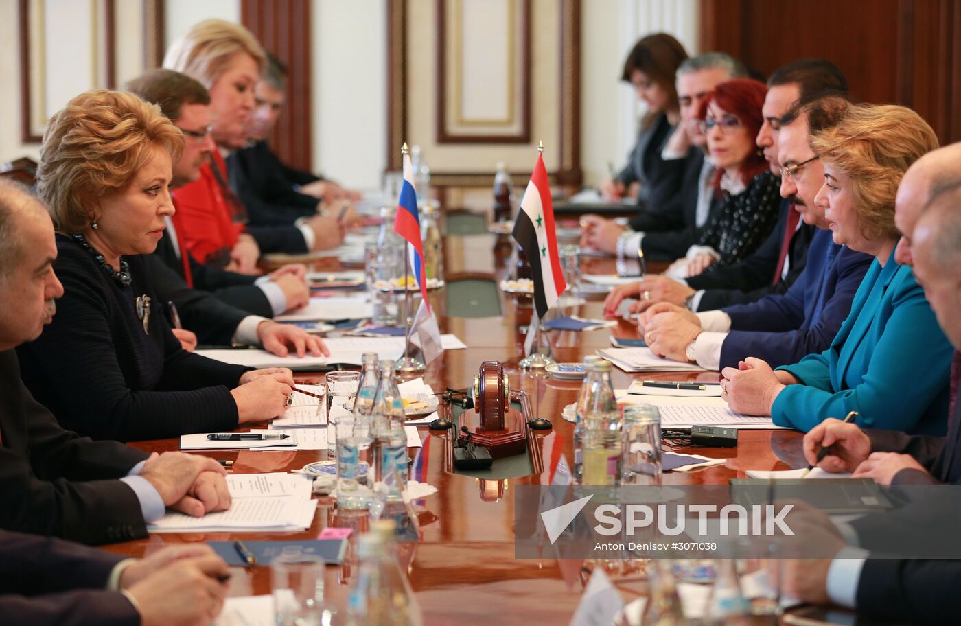 Russian Federation Council Speaker Valentina Matviyenko meets with Speaker of the People's Council of Syria Hadiya Khalaf Abbas