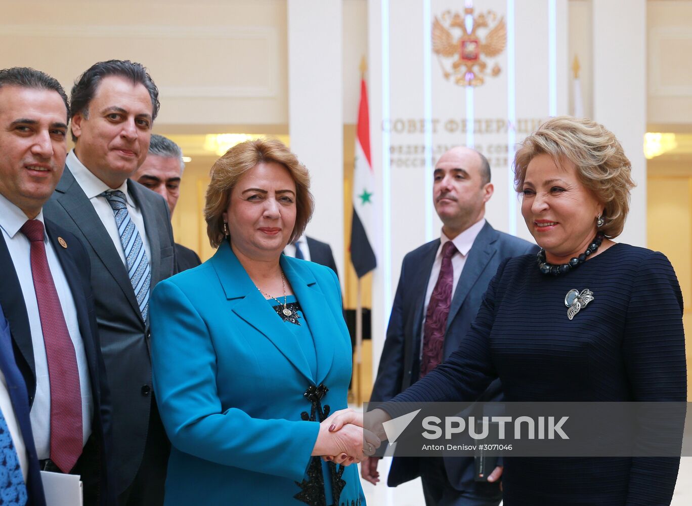 Russian Federation Council Speaker Valentina Matviyenko meets with Speaker of the People's Council of Syria Hadiya Khalaf Abbas