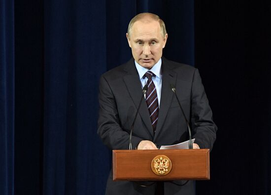 President Vladimir Putin gives speech at Cosmonautics Day gala
