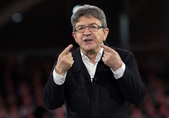 French presidential candidate Jean-Luc Melenchon holds rally in Lille