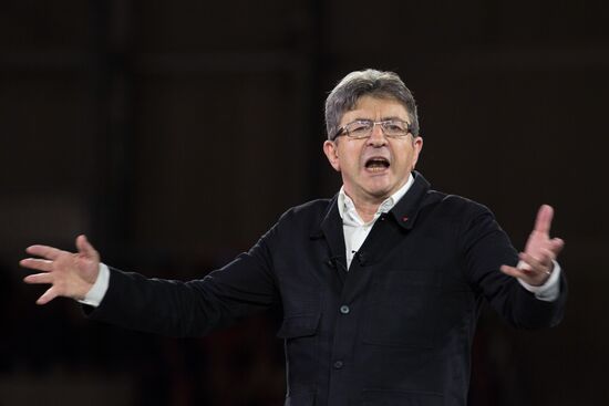 French presidential candidate Jean-Luc Melenchon holds rally in Lille