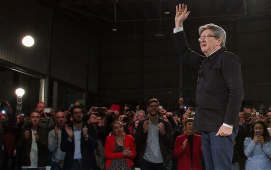 French presidential candidate Jean-Luc Melenchon holds rally in Lille