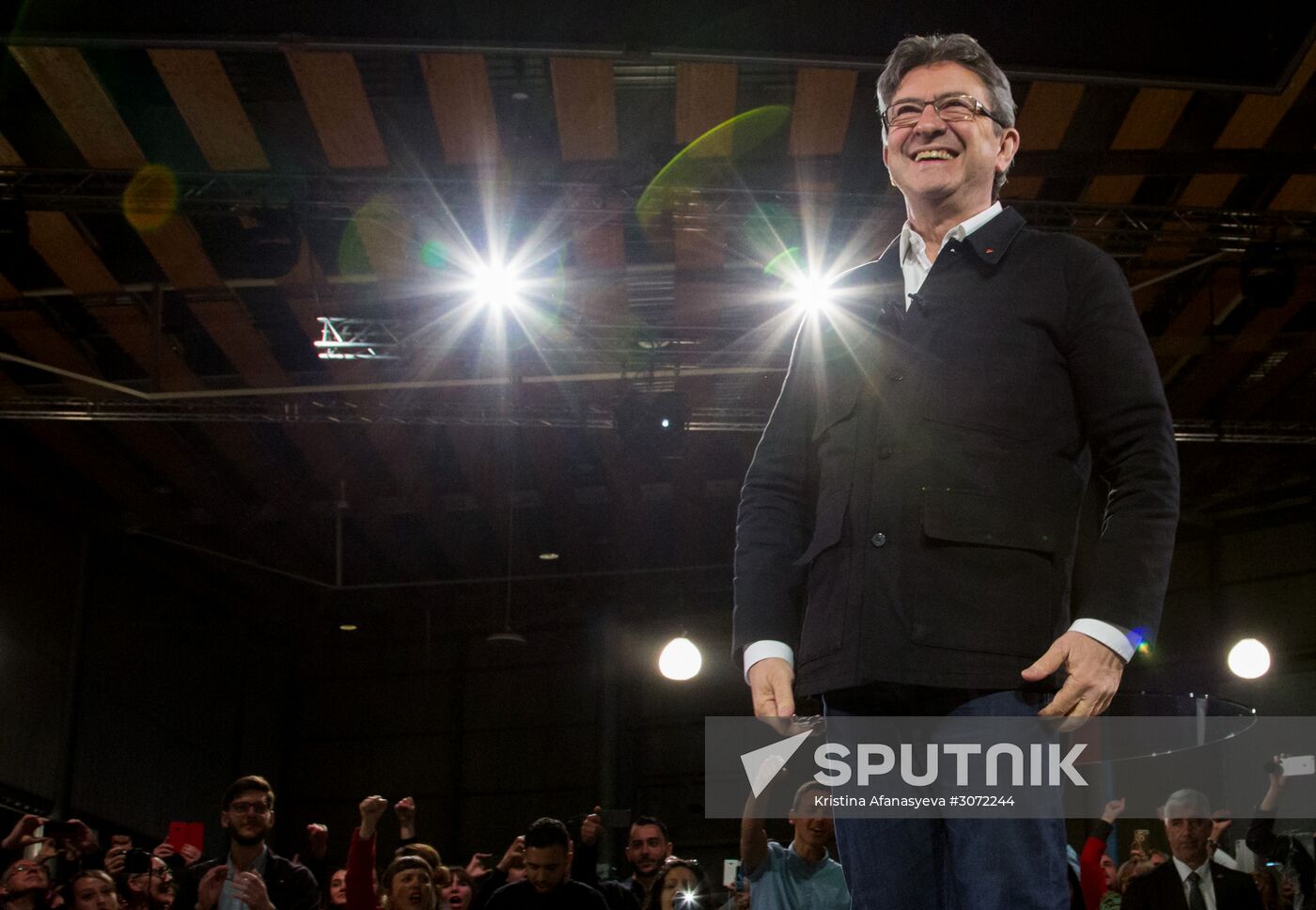 French presidential candidate Jean-Luc Melenchon holds rally in Lille