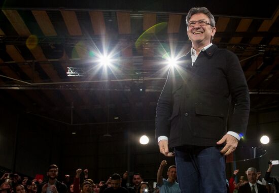French presidential candidate Jean-Luc Melenchon holds rally in Lille