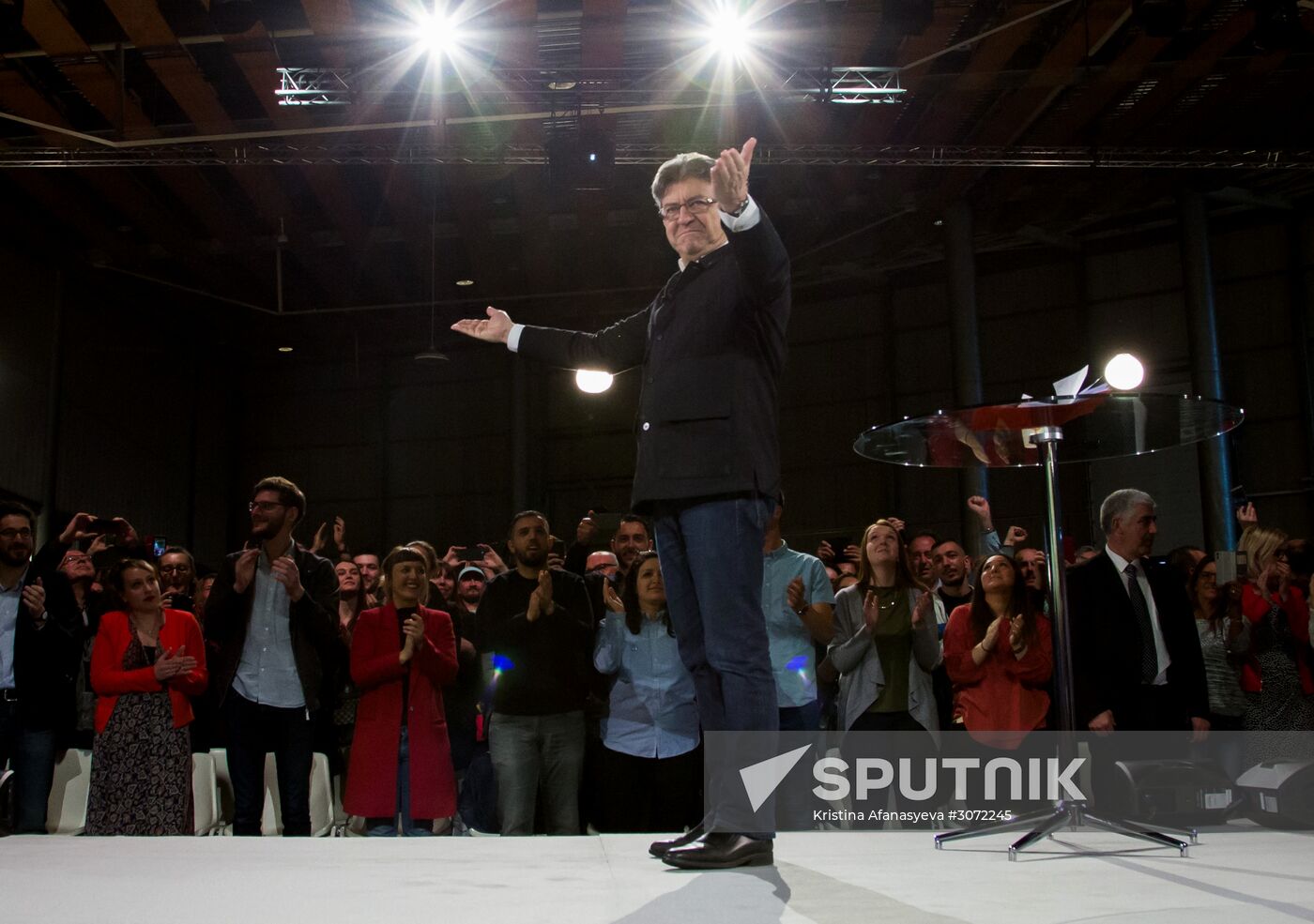 French presidential candidate Jean-Luc Melenchon holds rally in Lille