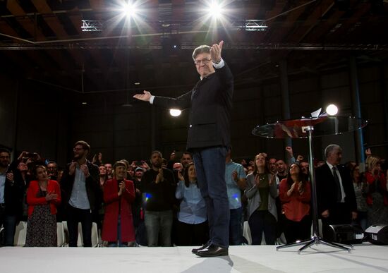 French presidential candidate Jean-Luc Melenchon holds rally in Lille