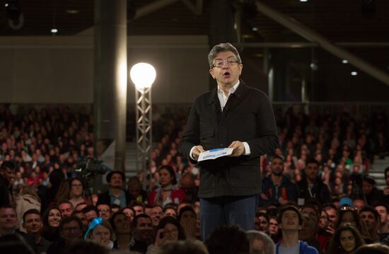 French presidential candidate Jean-Luc Melenchon holds rally in Lille