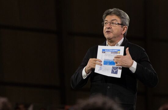 French presidential candidate Jean-Luc Melenchon holds rally in Lille