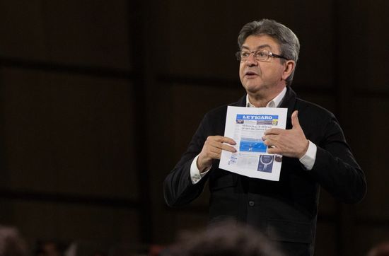 French presidential candidate Jean-Luc Melenchon holds rally in Lille