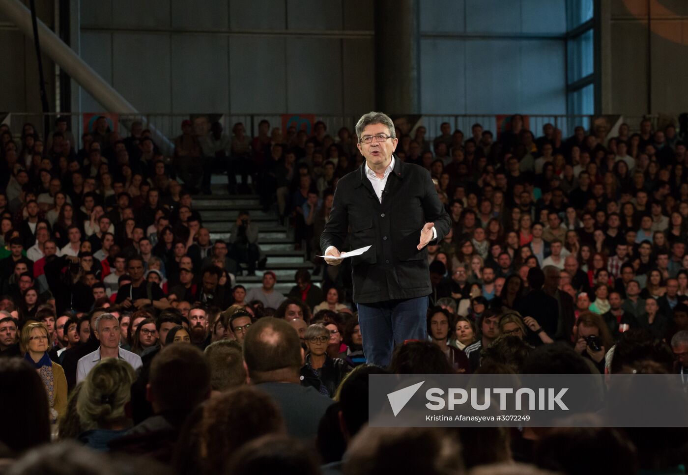 French presidential candidate Jean-Luc Melenchon holds rally in Lille