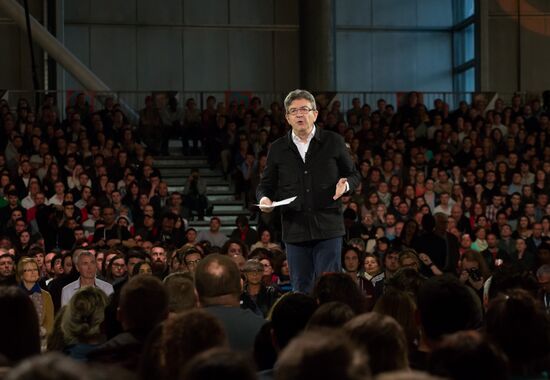 French presidential candidate Jean-Luc Melenchon holds rally in Lille
