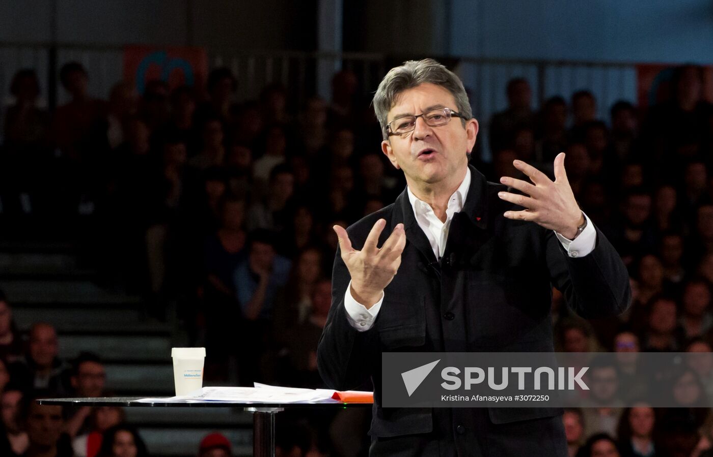 French presidential candidate Jean-Luc Melenchon holds rally in Lille