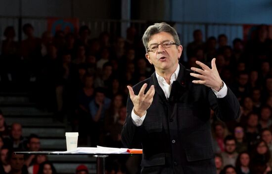 French presidential candidate Jean-Luc Melenchon holds rally in Lille