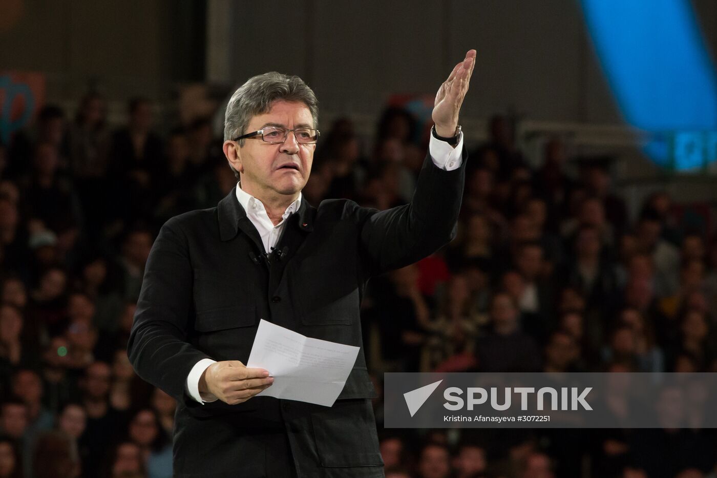 French presidential candidate Jean-Luc Melenchon holds rally in Lille