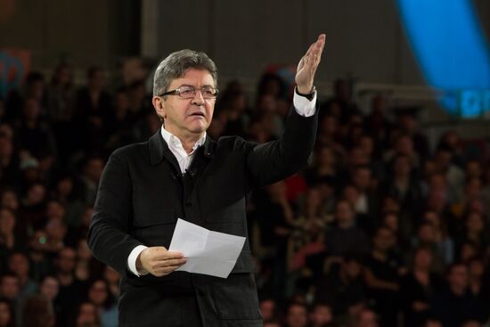French presidential candidate Jean-Luc Melenchon holds rally in Lille