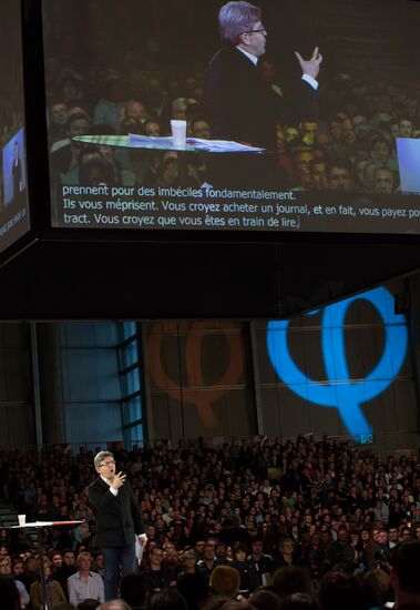 French presidential candidate Jean-Luc Melenchon holds rally in Lille