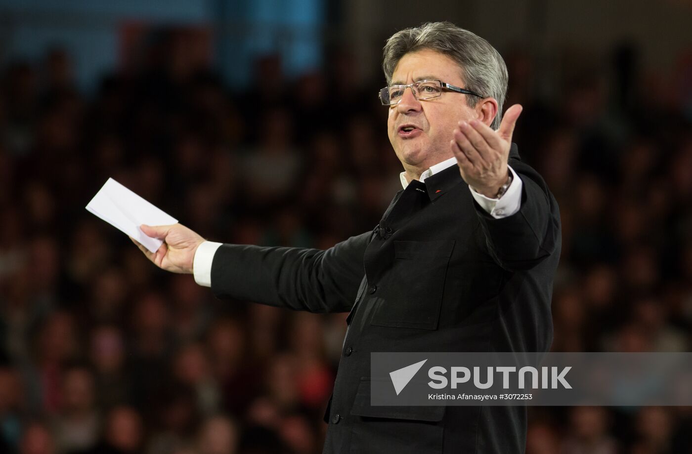 French presidential candidate Jean-Luc Melenchon holds rally in Lille