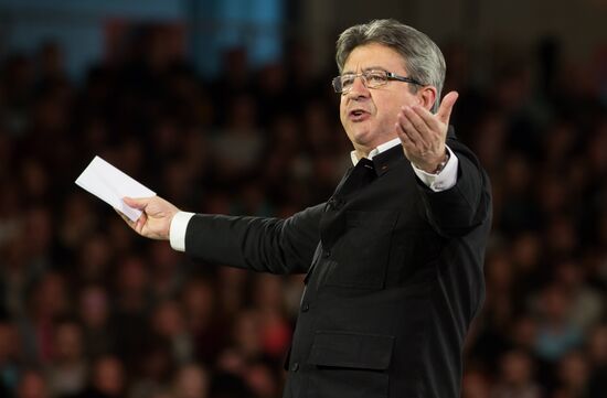 French presidential candidate Jean-Luc Melenchon holds rally in Lille
