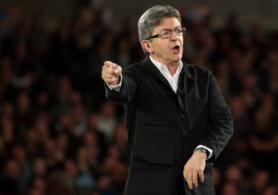 French presidential candidate Jean-Luc Melenchon holds rally in Lille