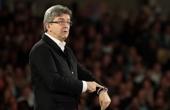 French presidential candidate Jean-Luc Melenchon holds rally in Lille