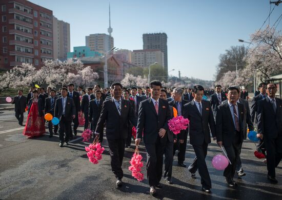 Opening of new residential area on Ryomyong Street in Pyongyang