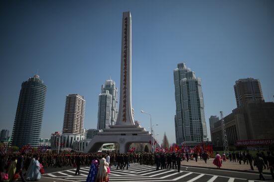 Opening of new residential area on Ryomyong Street in Pyongyang