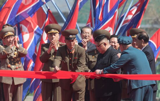 Opening of new residential area on Ryomyong Street in Pyongyang