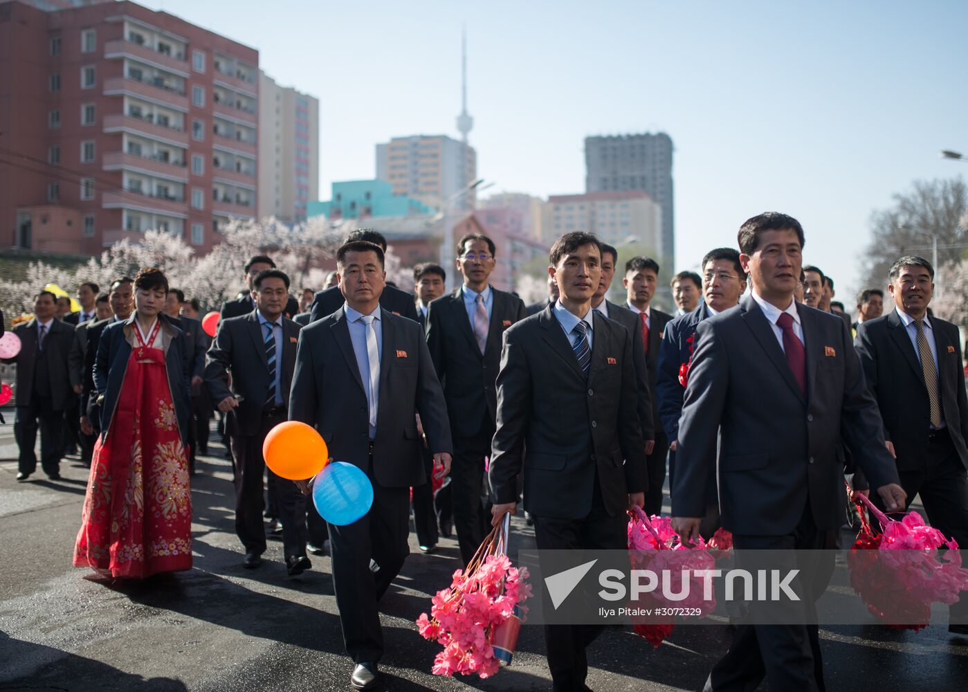 Opening of new residential area on Ryomyong Street in Pyongyang