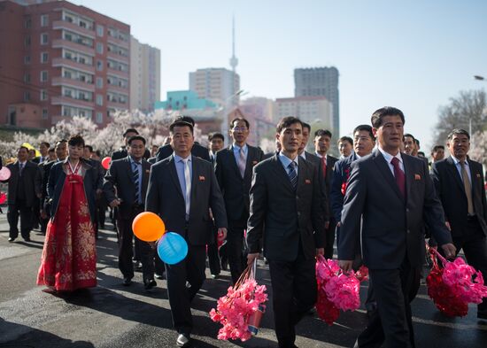 Opening of new residential area on Ryomyong Street in Pyongyang