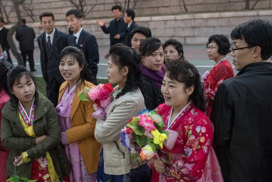 Opening of new residential area on Ryomyong Street in Pyongyang
